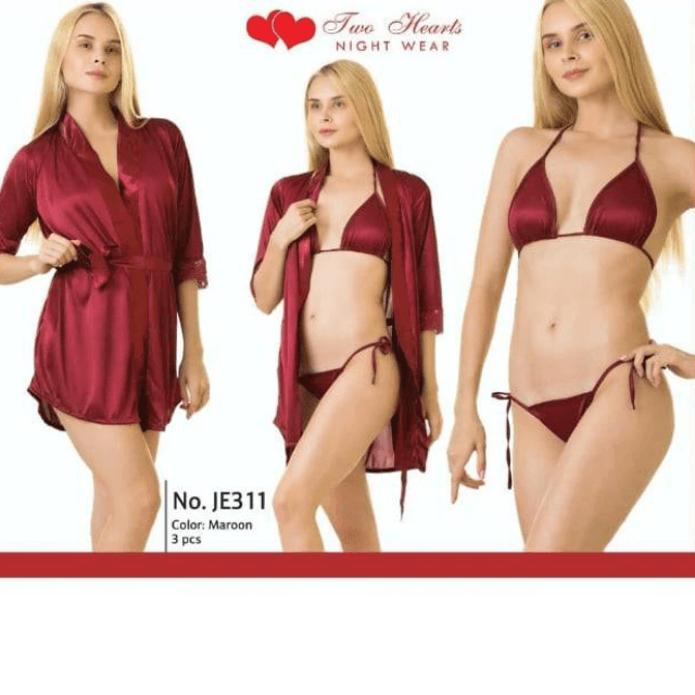 CURVY STRINGS - 3 Piece Sexy Lingerie with Gown