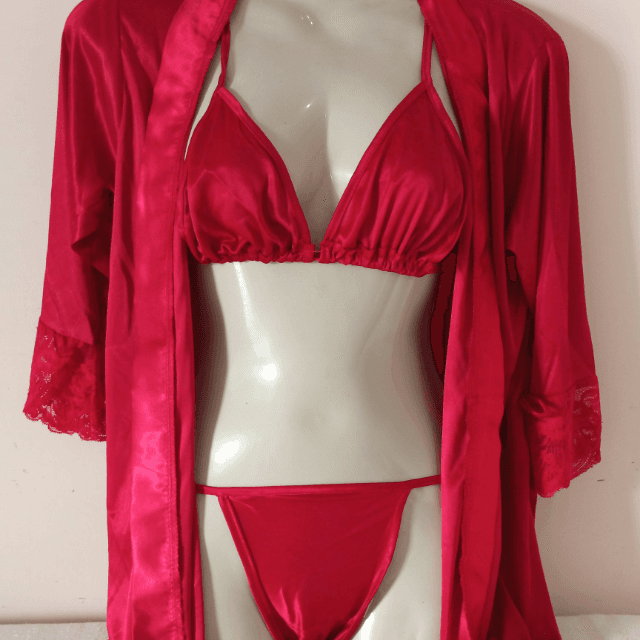 CURVY STRINGS - 3 Piece Sexy Lingerie with Gown