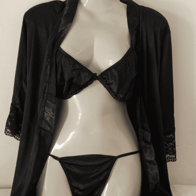 CURVY STRINGS - 3 Piece Sexy Lingerie with Gown