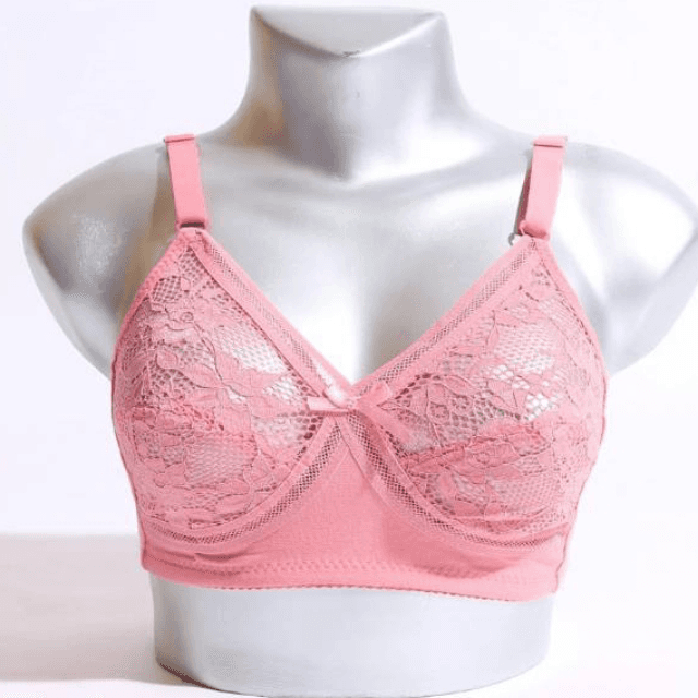 CURVY STRINGS -  Sexy Pink Net Cotton Bra